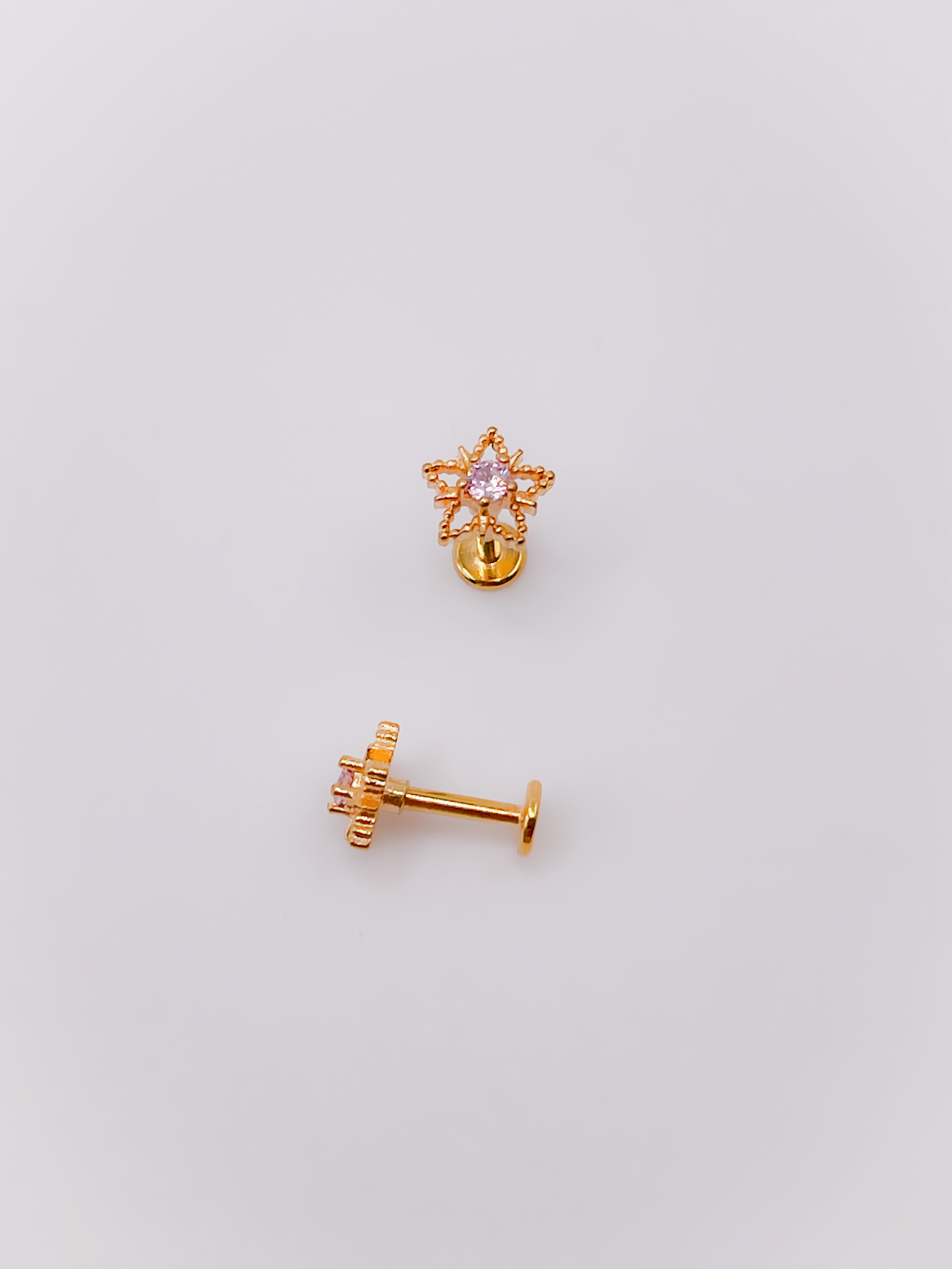 Halka Piercing Zirkon Taşlı Lotus Çiçeği Figürlü Kıkırdak Helix Tragus Piercing(1adet)