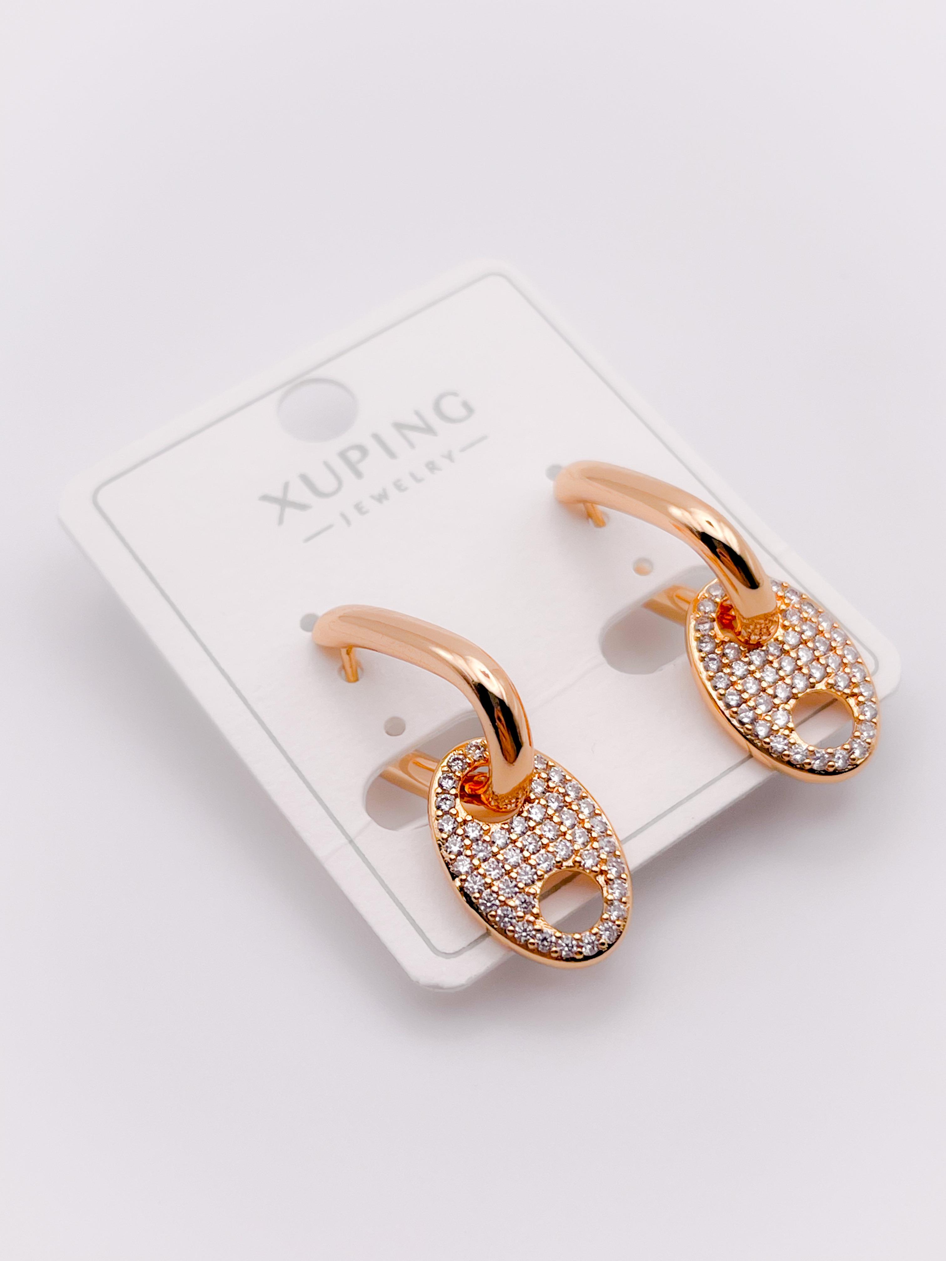 Özel Seri Küpe Taşlı Düğme Küpe Renk Rose Gold