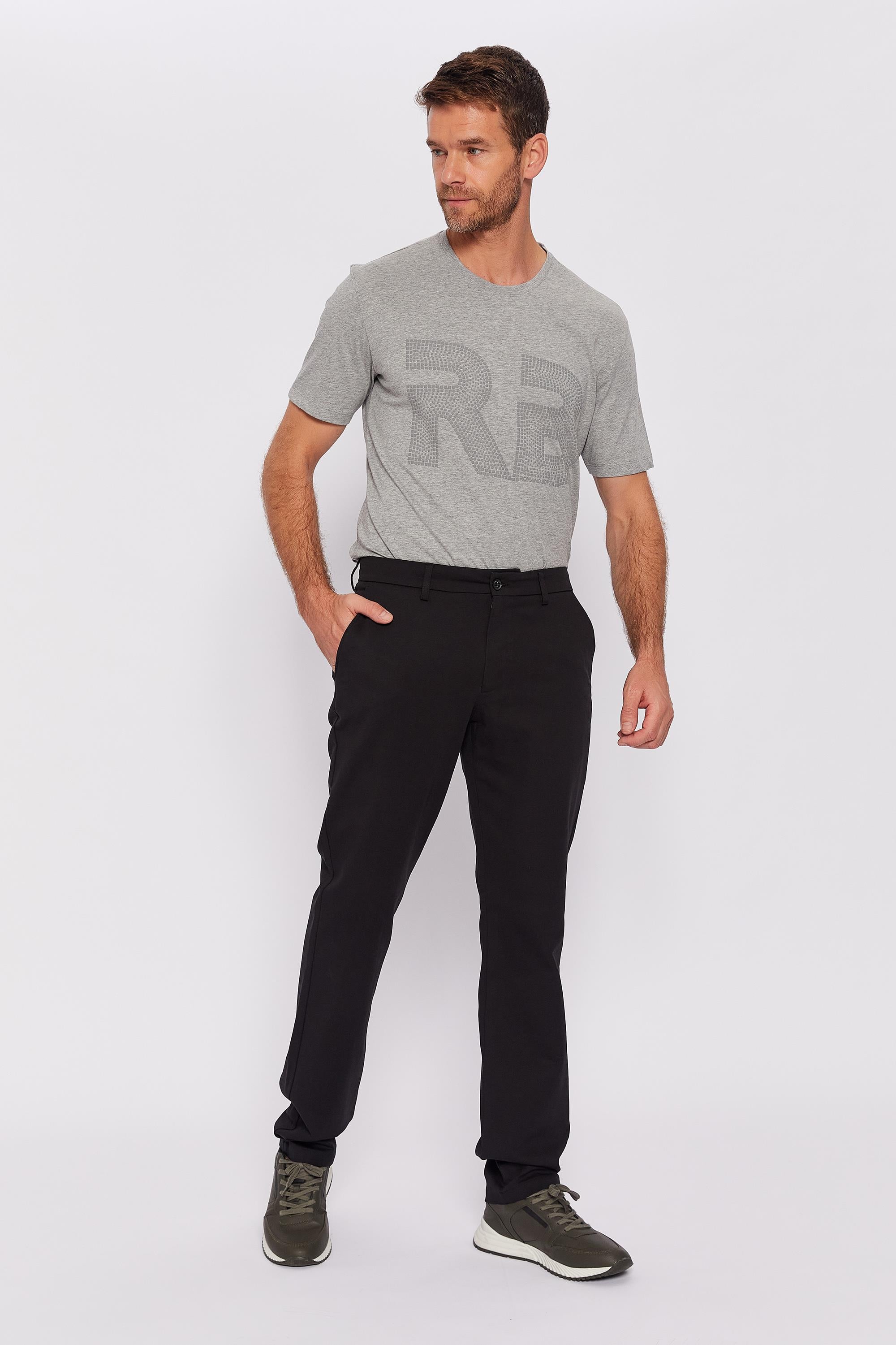 Romano Botta Siyah Düz Regular Fit Pamuk Pantolon 