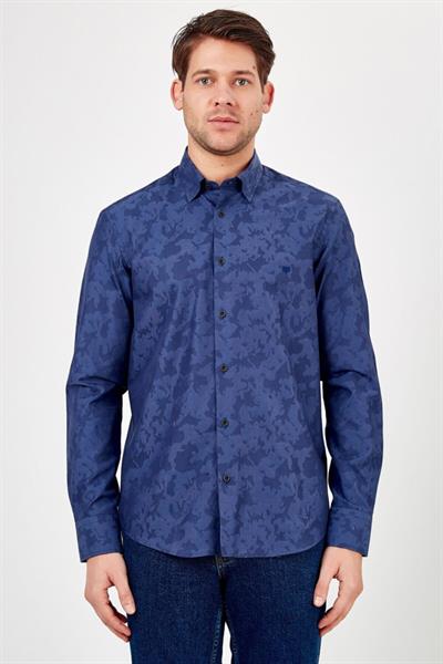 Erkek Lacivert Kamuflaj Desen Gömlek rb1a0320k019