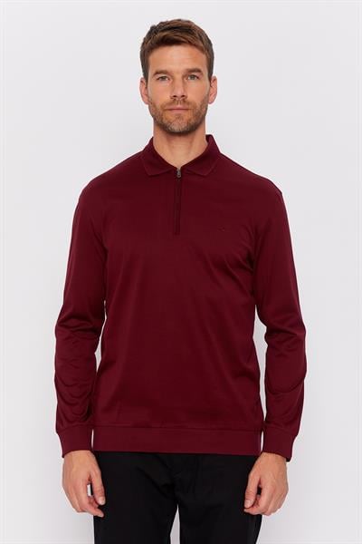 Romano Botta Bordo Fermuarlı Polo Yaka Uzun Kol Desenli T-shirt