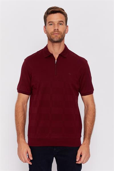 Romano Botta Bordo Fermuarlı Polo Yaka Kısa Kol Desenli T-shirt