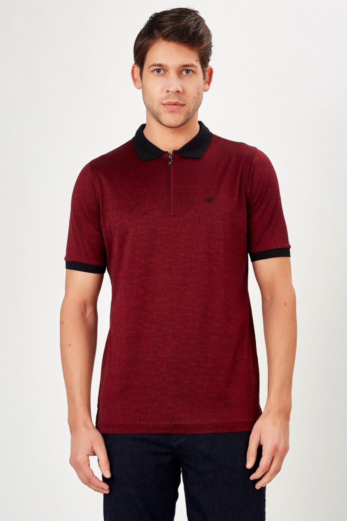 Erkek Bordo Siyah Polo Yaka T-shirt