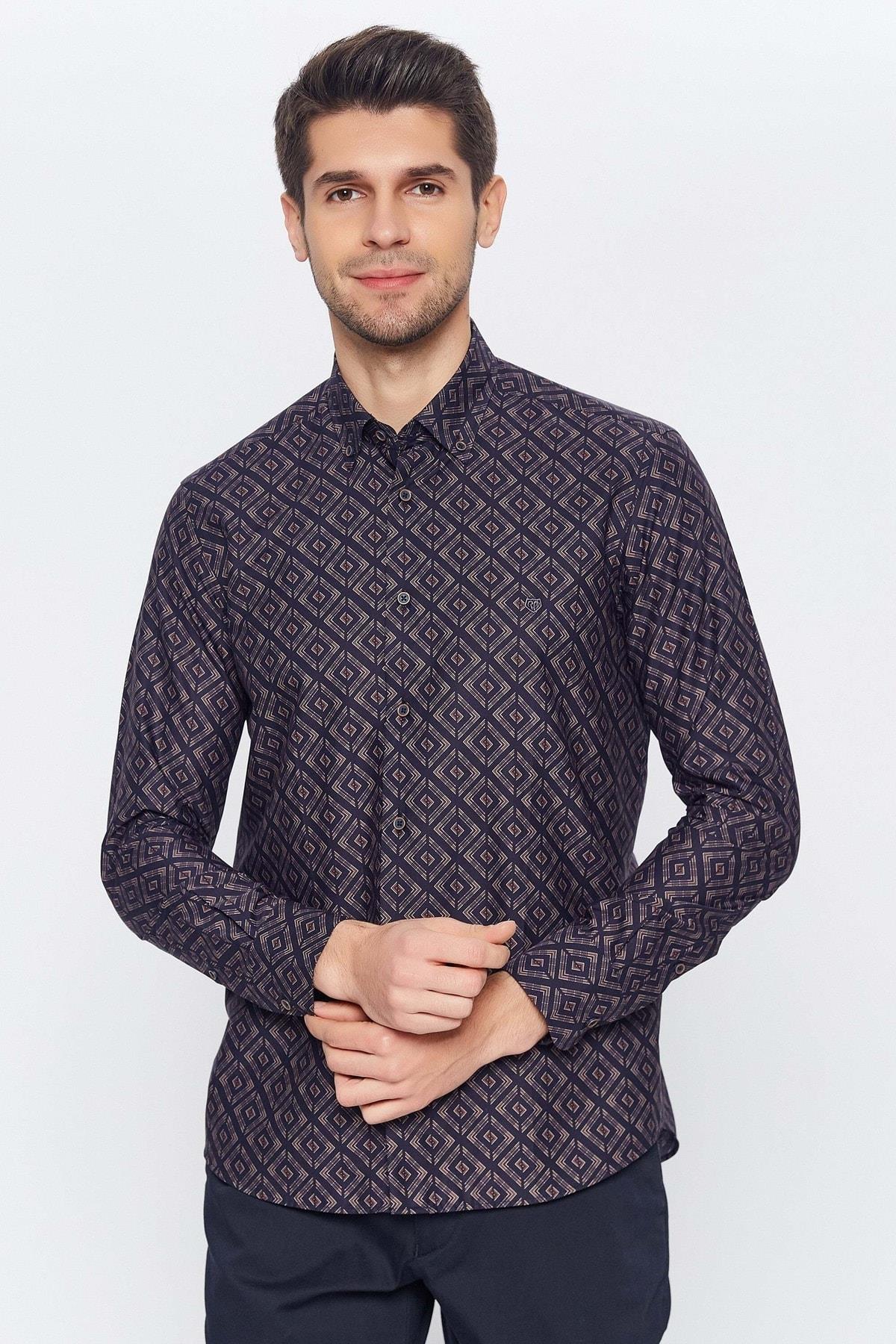 Erkek Lacivert Multicolor Gömlek