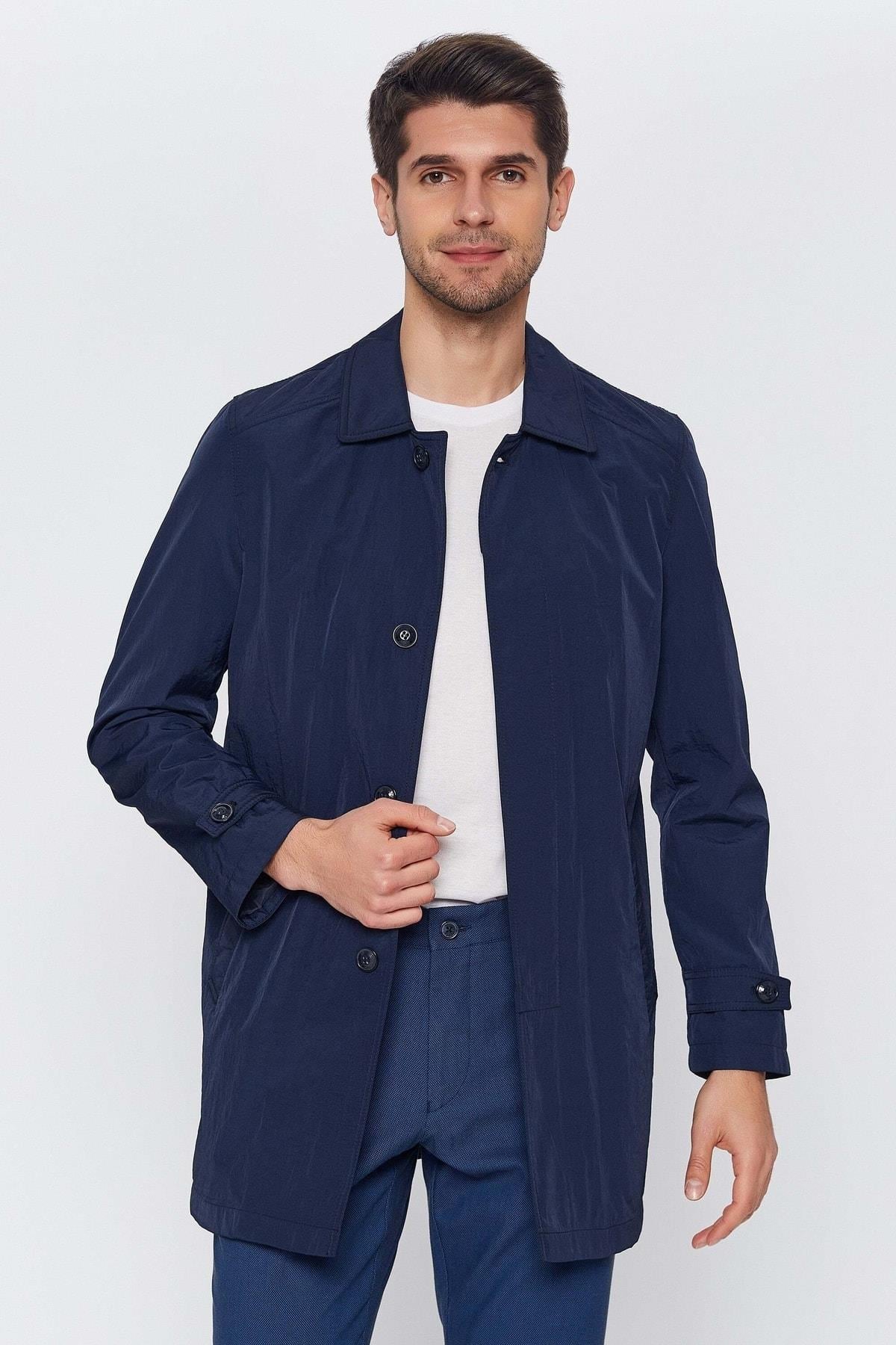 Erkek Lacivert Trençkot-rb1a0821y005