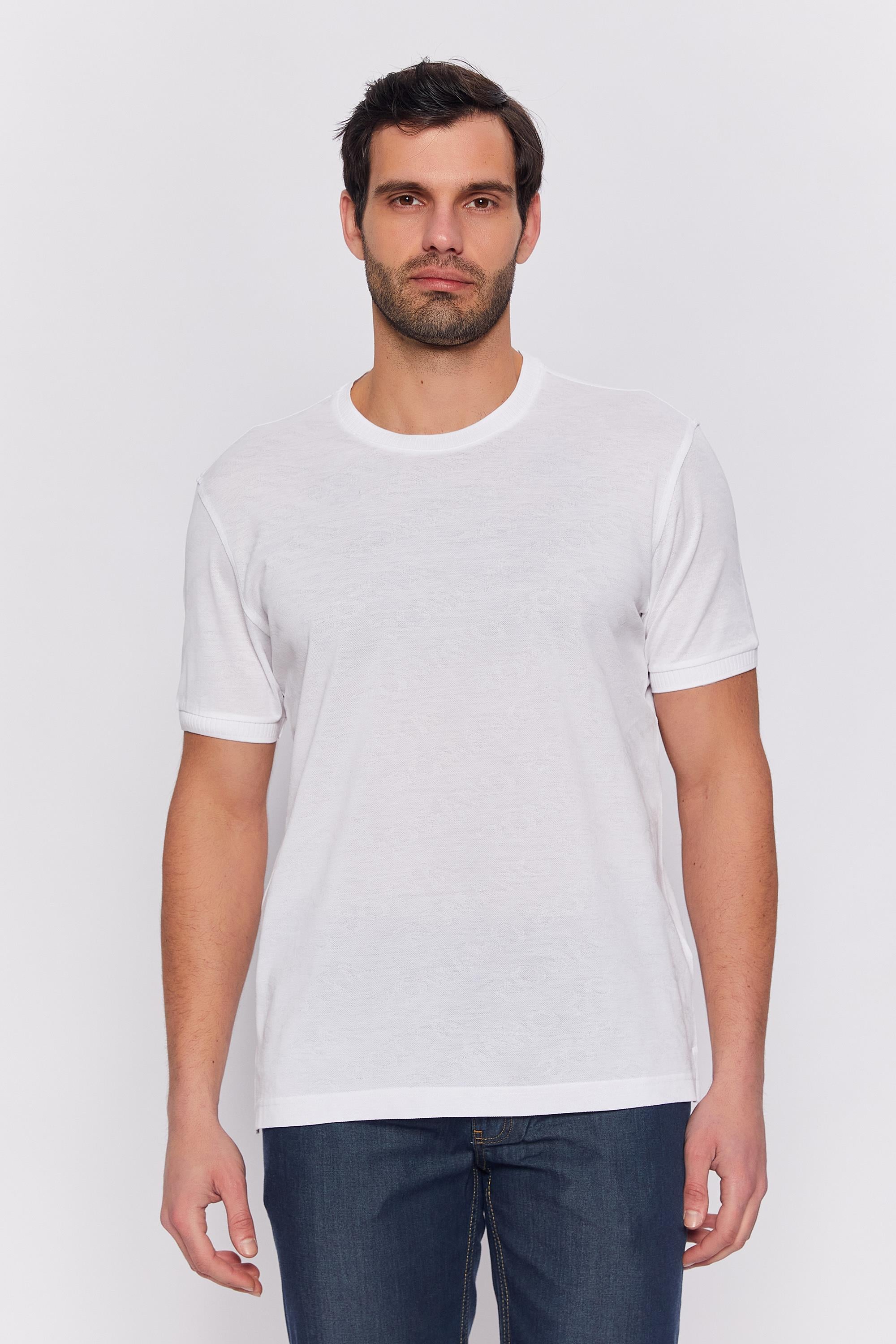 Romano Botta Beyaz Yuvarlak Yaka 100% Merserize Pamuk  Kısa Kol T-shirt