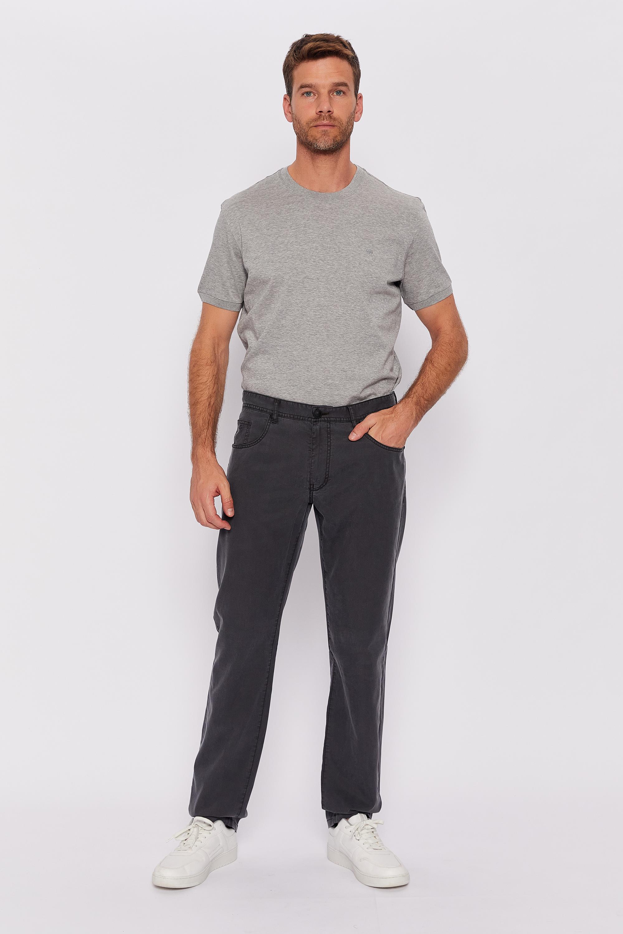 Romano Botta Gri Düz Regular Fit Casual Pantolon 