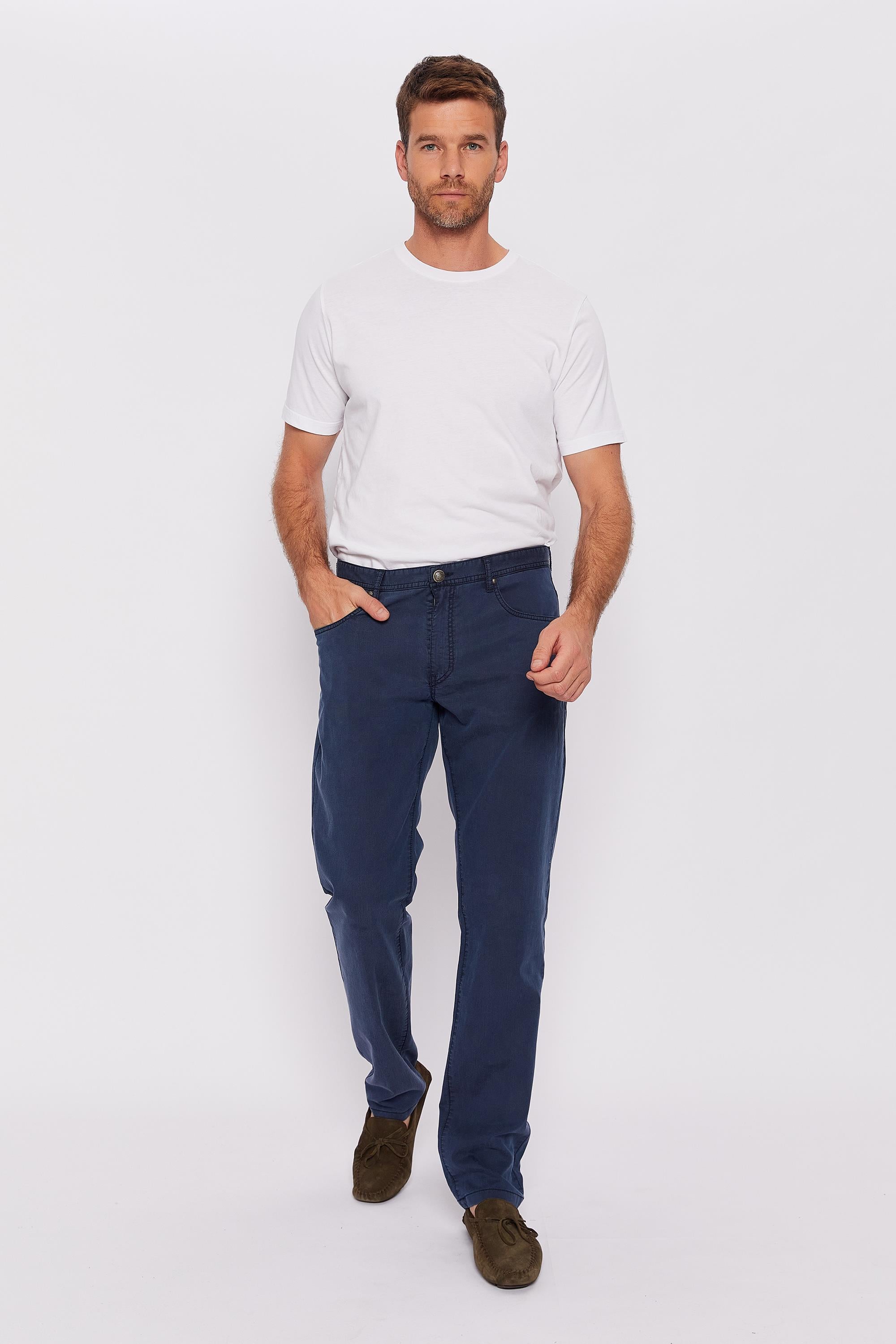 Romano Botta Koyu Mavi Düz Regular Fit Casual Pantolon 