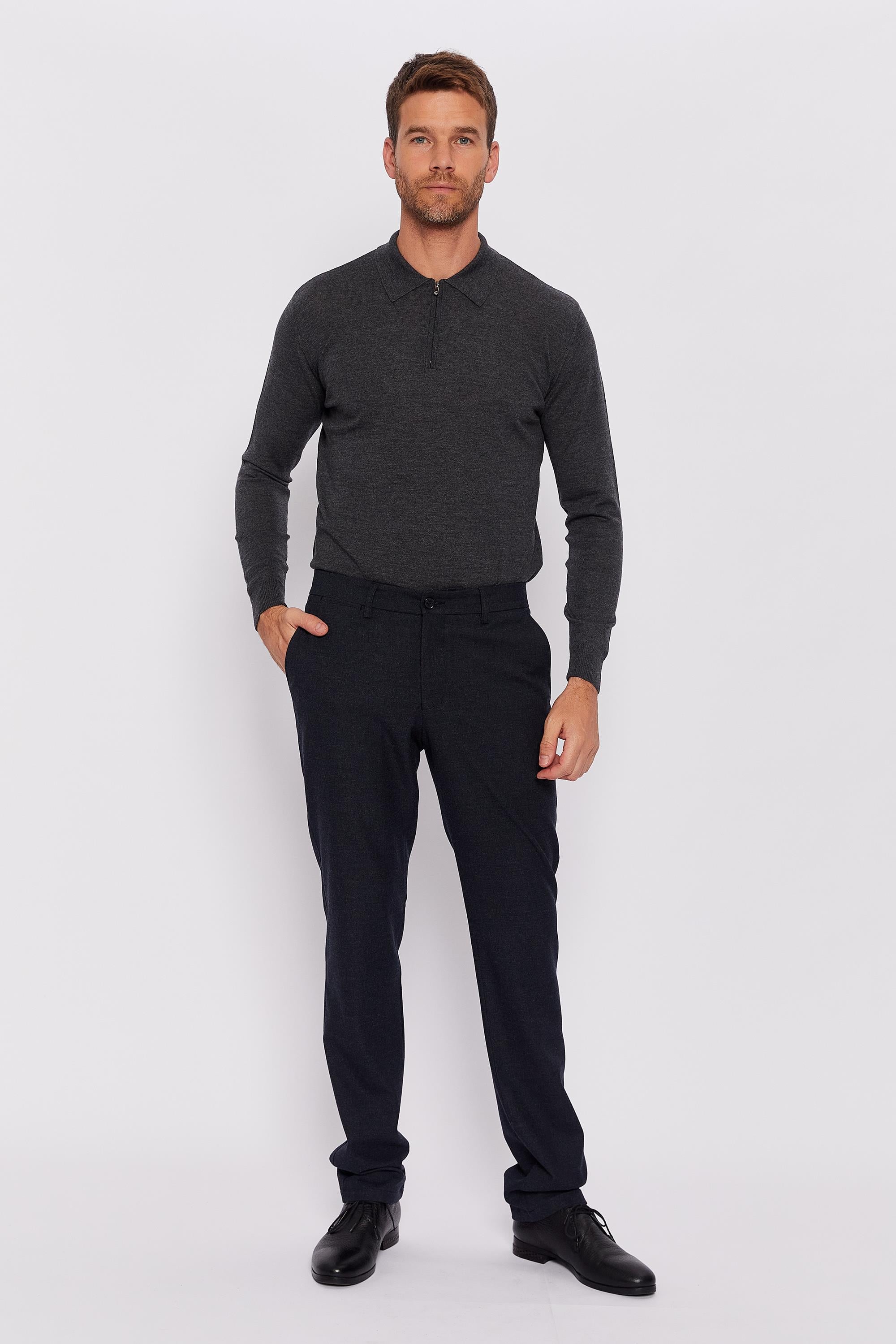 Romano Botta Lacivert Desenli Regular Fit Casual Pantolon 