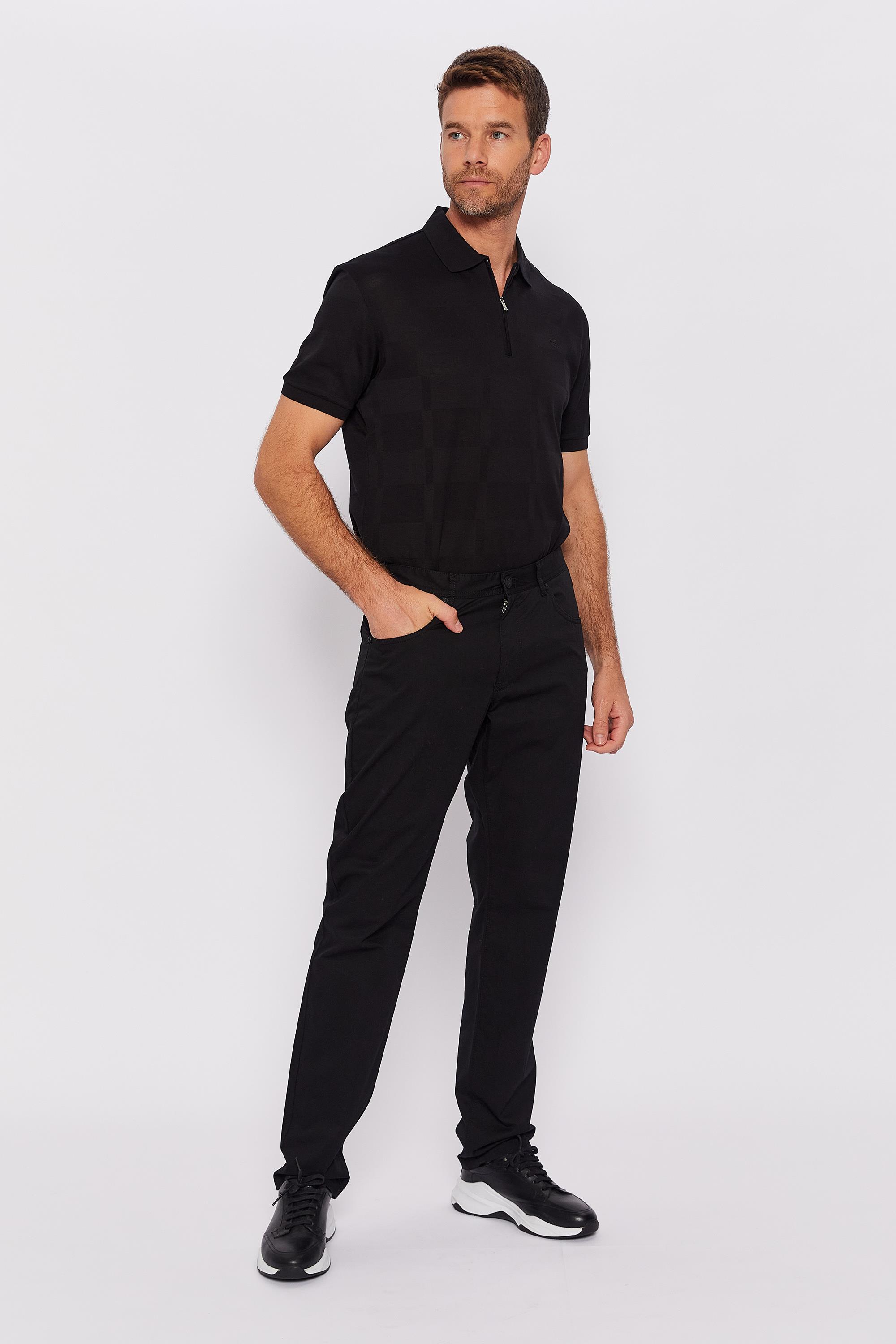 Romano Botta Siyah Düz Regular Fit Pamuk Pantolon 