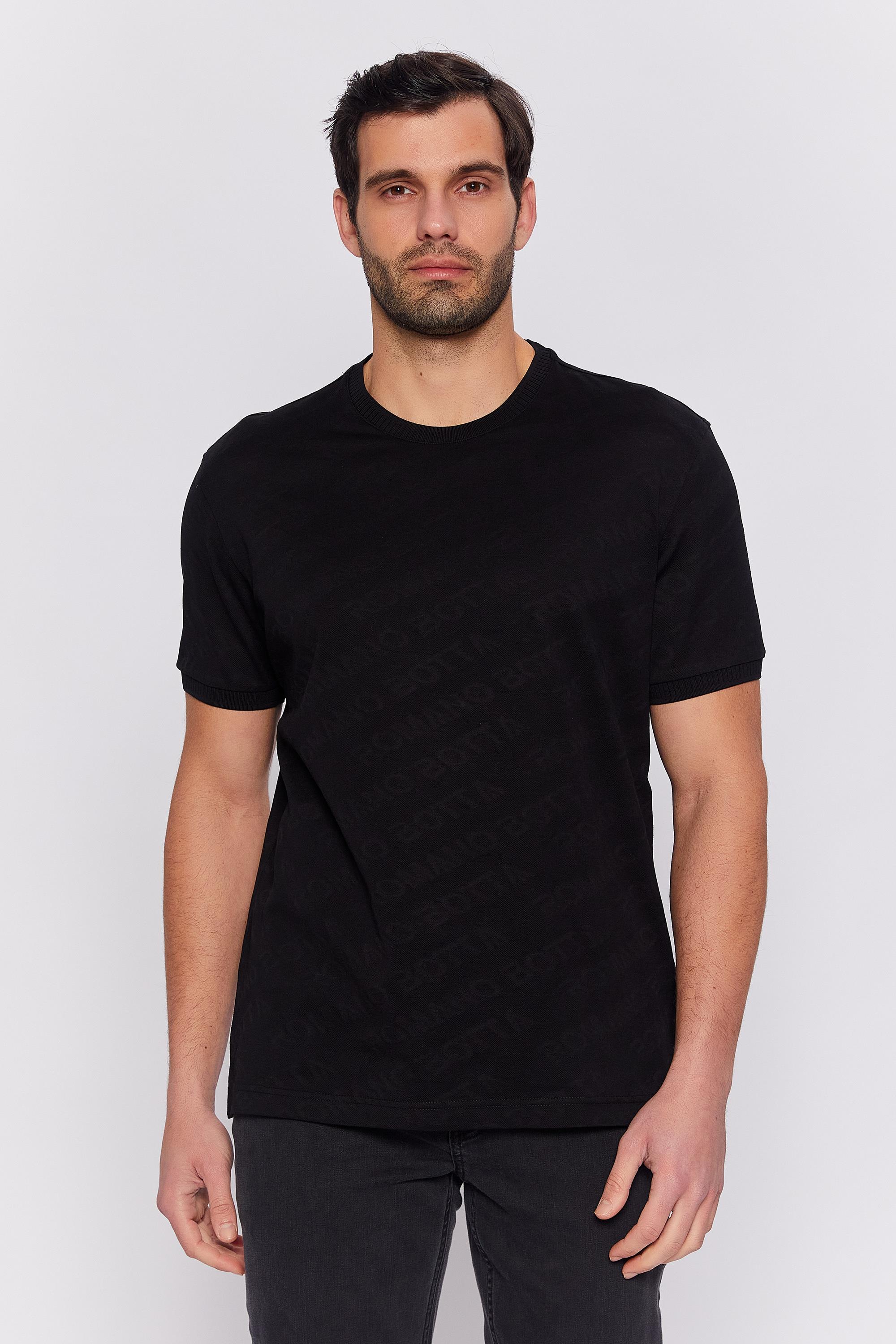 Romano Botta Siyah Yuvarlak Yaka 100% Merserize Pamuk  Kısa Kol T-shirt