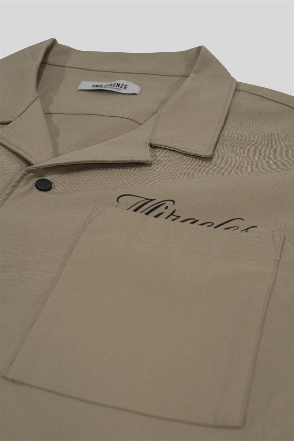 Apaj Yaka Oversize Baskılı Erkek Gömlek