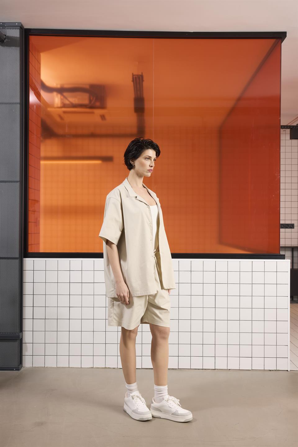 Apaj Yaka Oversize Baskılı Erkek Gömlek