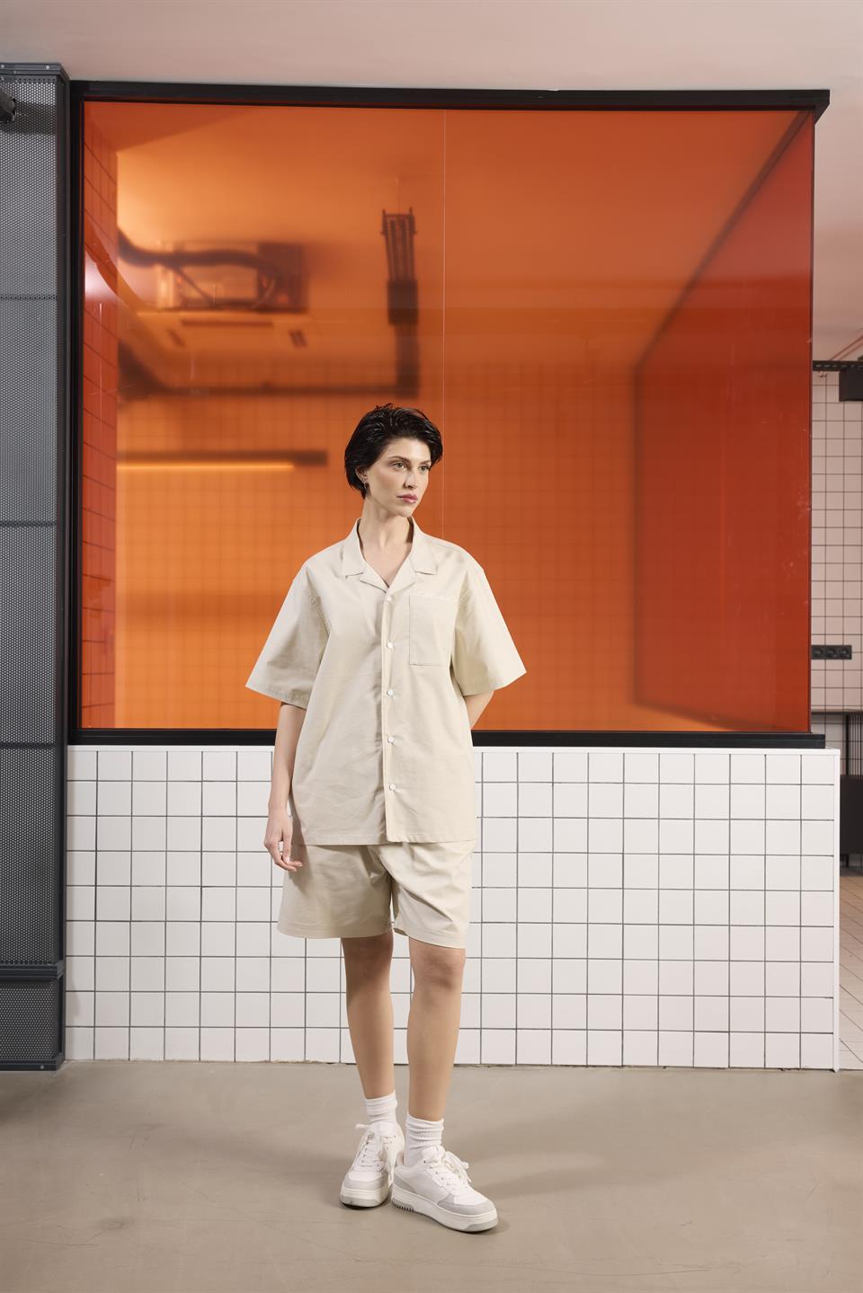 Apaj Yaka Oversize Baskılı Erkek Gömlek