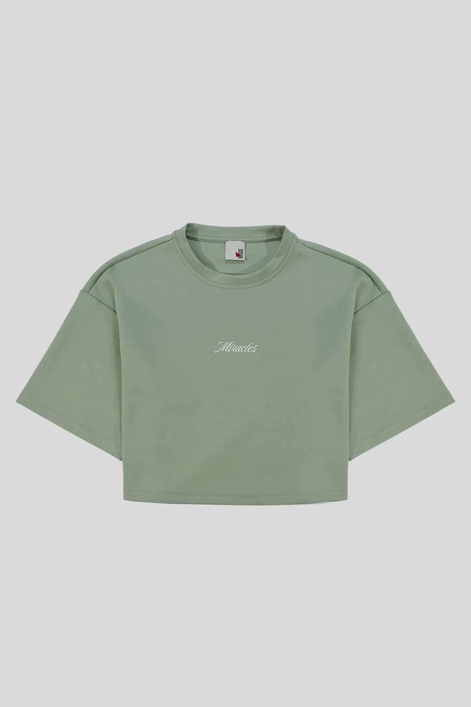 Arka Baskı Detaylı Kadın Crop T-shirt