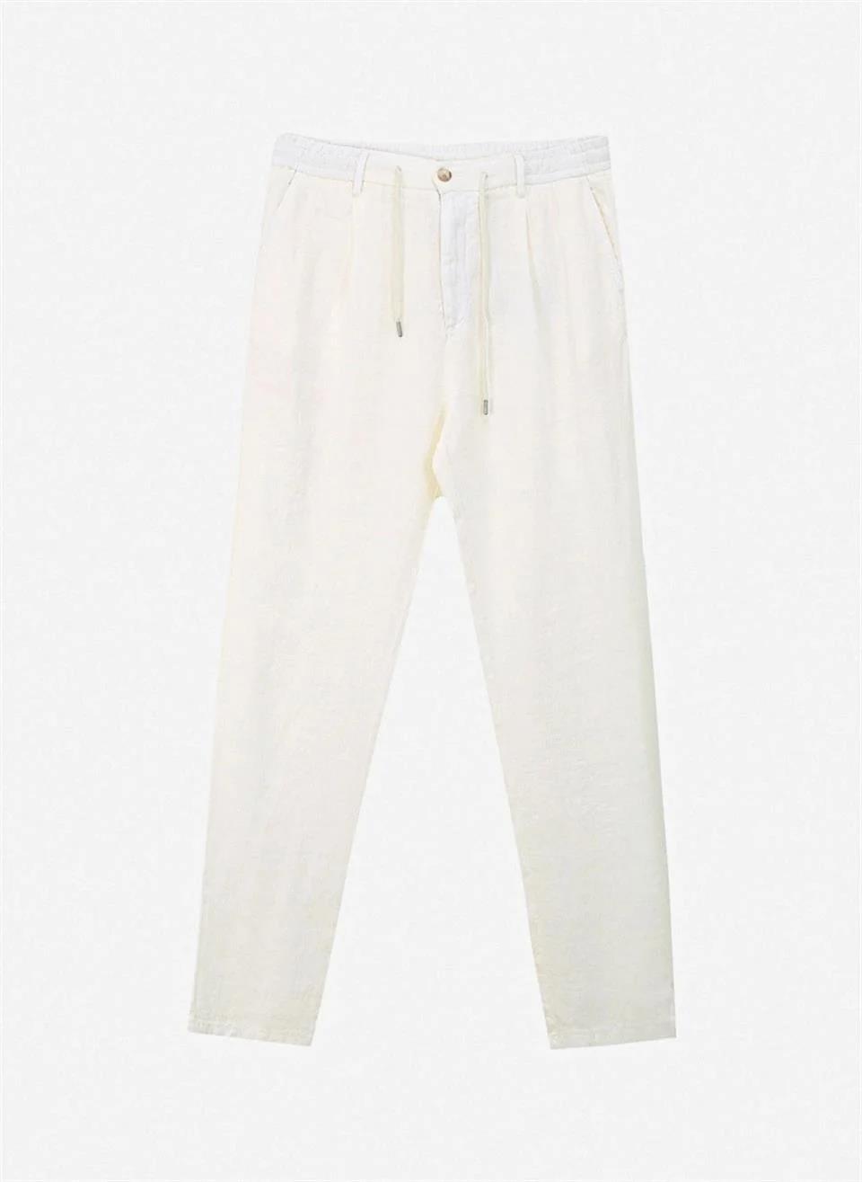 Arkası Torba Cepli %100 Keten Regular Erkek Pantolon