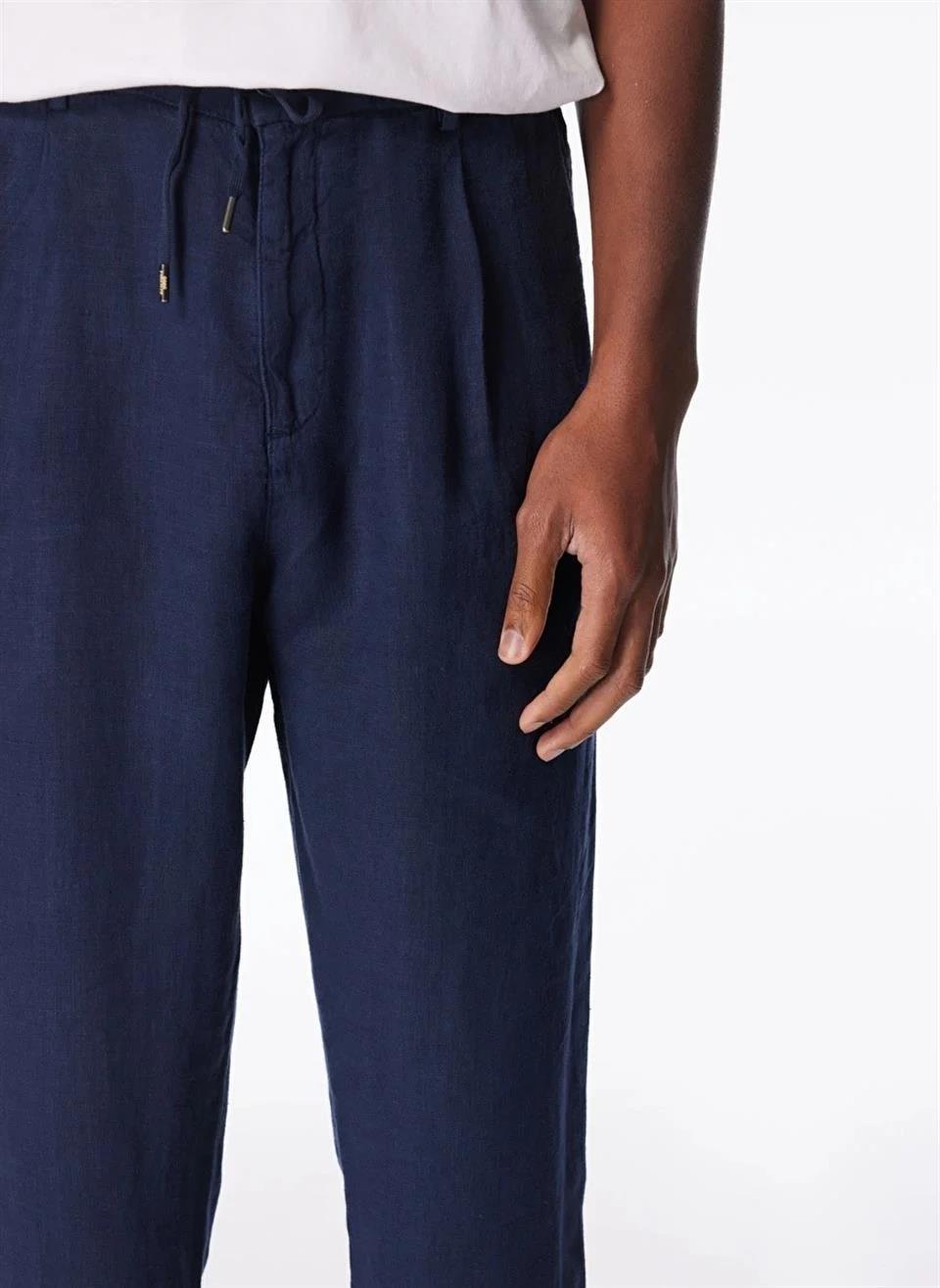 Arkası Torba Cepli %100 Keten Regular Erkek Pantolon