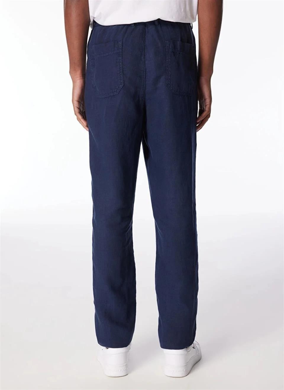 Arkası Torba Cepli %100 Keten Regular Erkek Pantolon