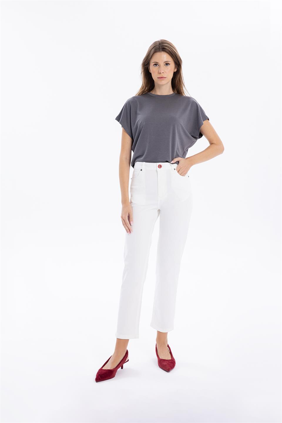 Basic 5 Cep Casual Kadın Dokuma Pantolon