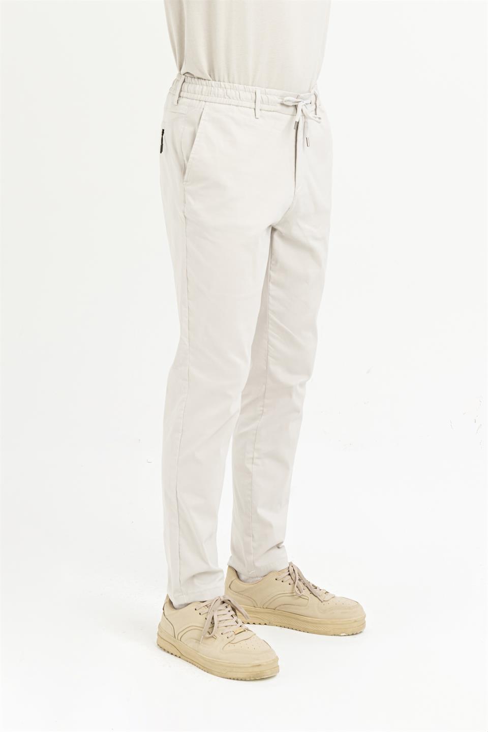 Beli Lastikli Arkası Tek Cep Fermuarlı Slim Fit Erkek Pantolon