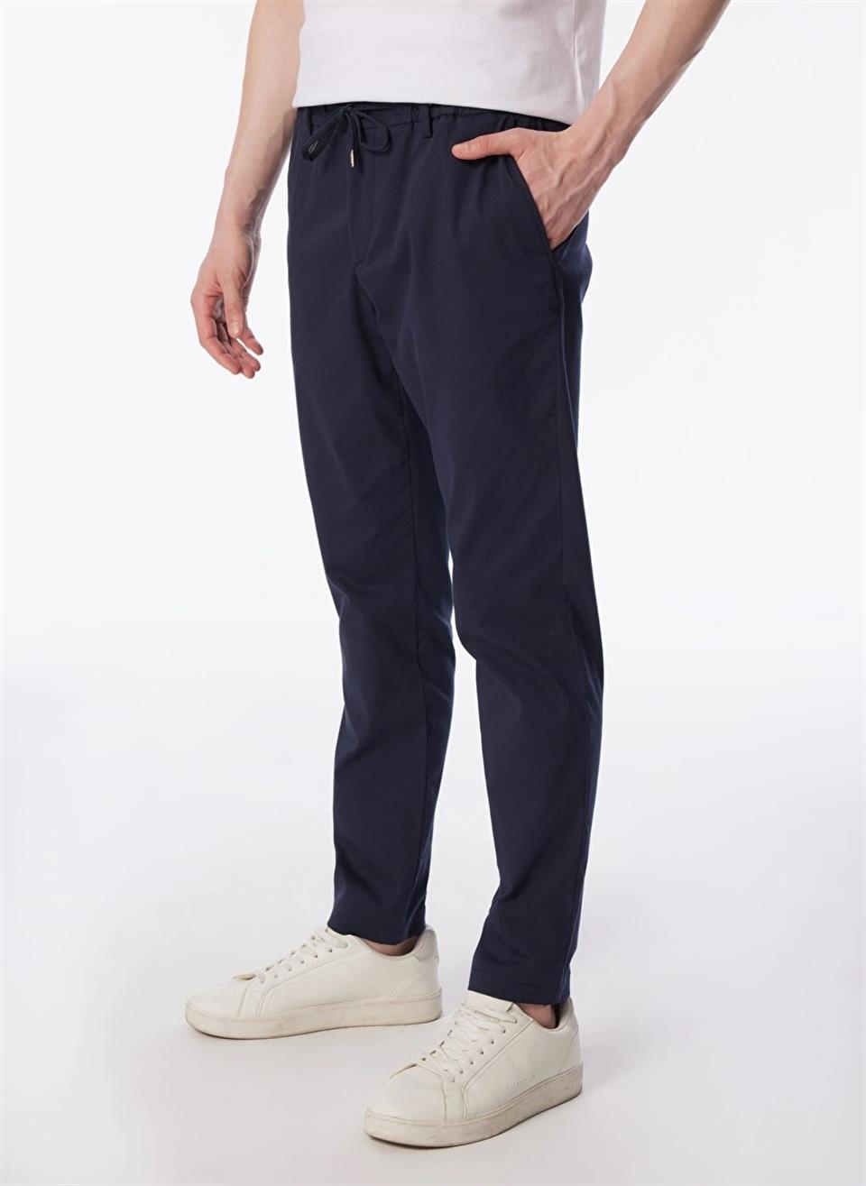 Beli Lastikli Arkası Tek Cep Fermuarlı Slim Fit Erkek Pantolon