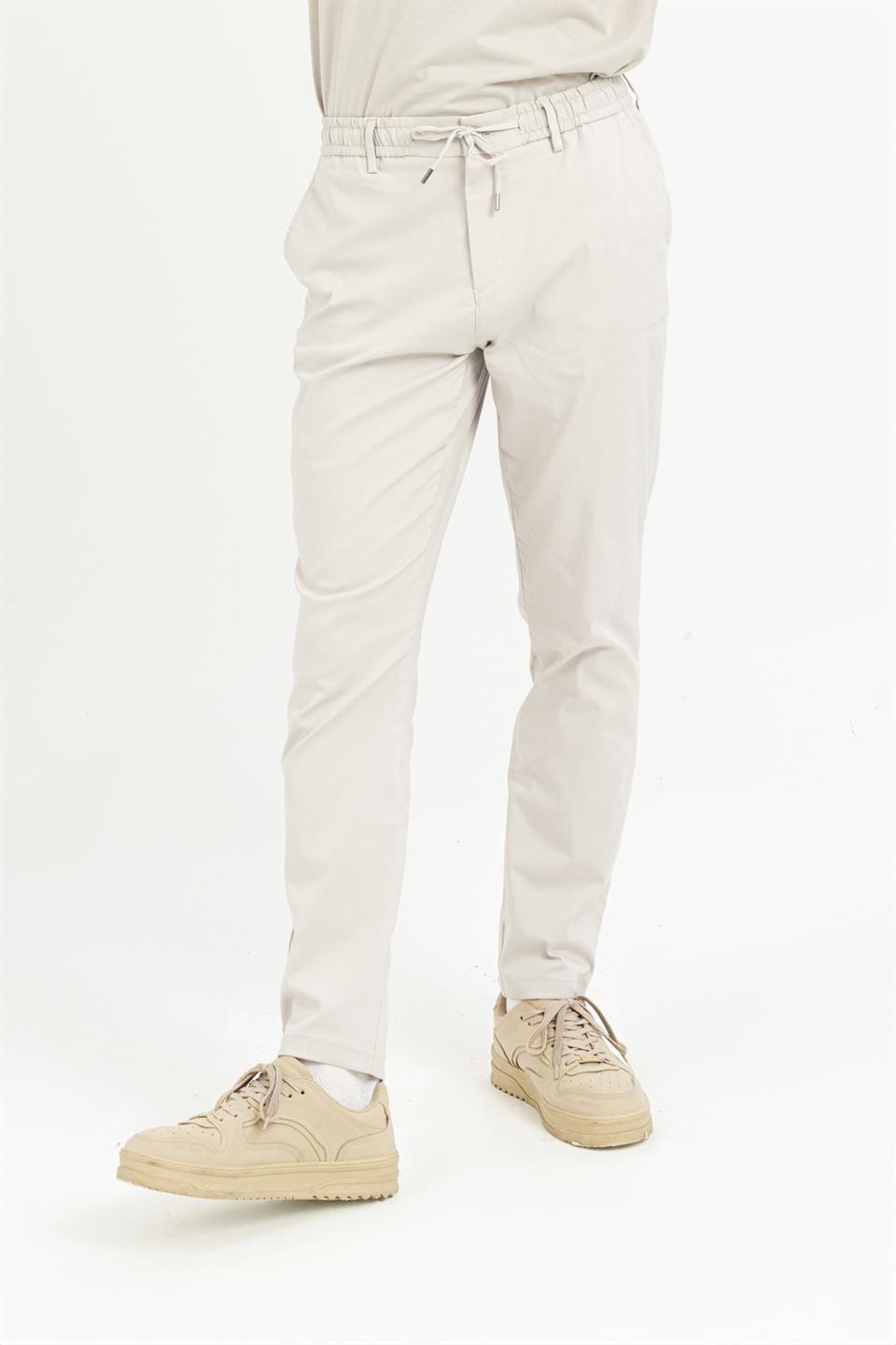 Beli Lastikli Arkası Tek Cep Fermuarlı Slim Fit Erkek Pantolon
