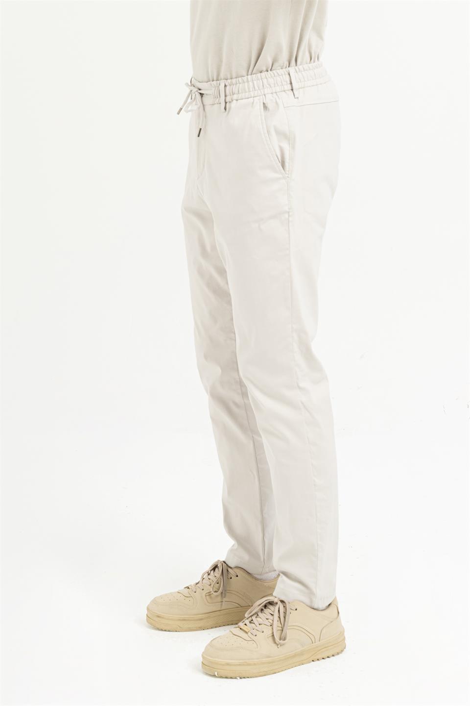 Beli Lastikli Arkası Tek Cep Fermuarlı Slim Fit Erkek Pantolon