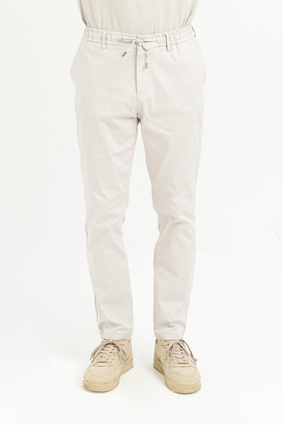 Beli Lastikli Arkası Tek Cep Fermuarlı Slim Fit Erkek Pantolon
