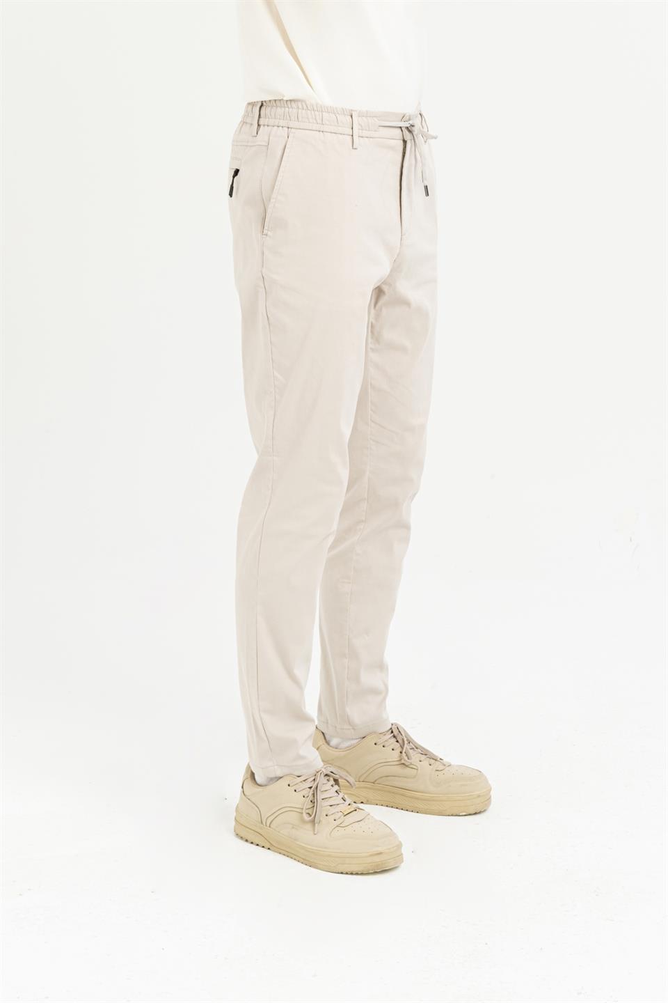 Beli Lastikli Arkası Tek Cep Fermuarlı Slim Fit Erkek Pantolon