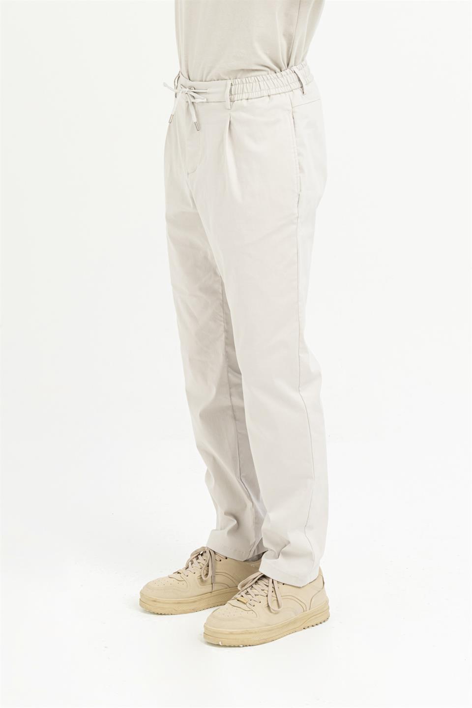 Beli Lastikli Arkası Tek Cep Fermuarlı Slim Fit Erkek Pantolon