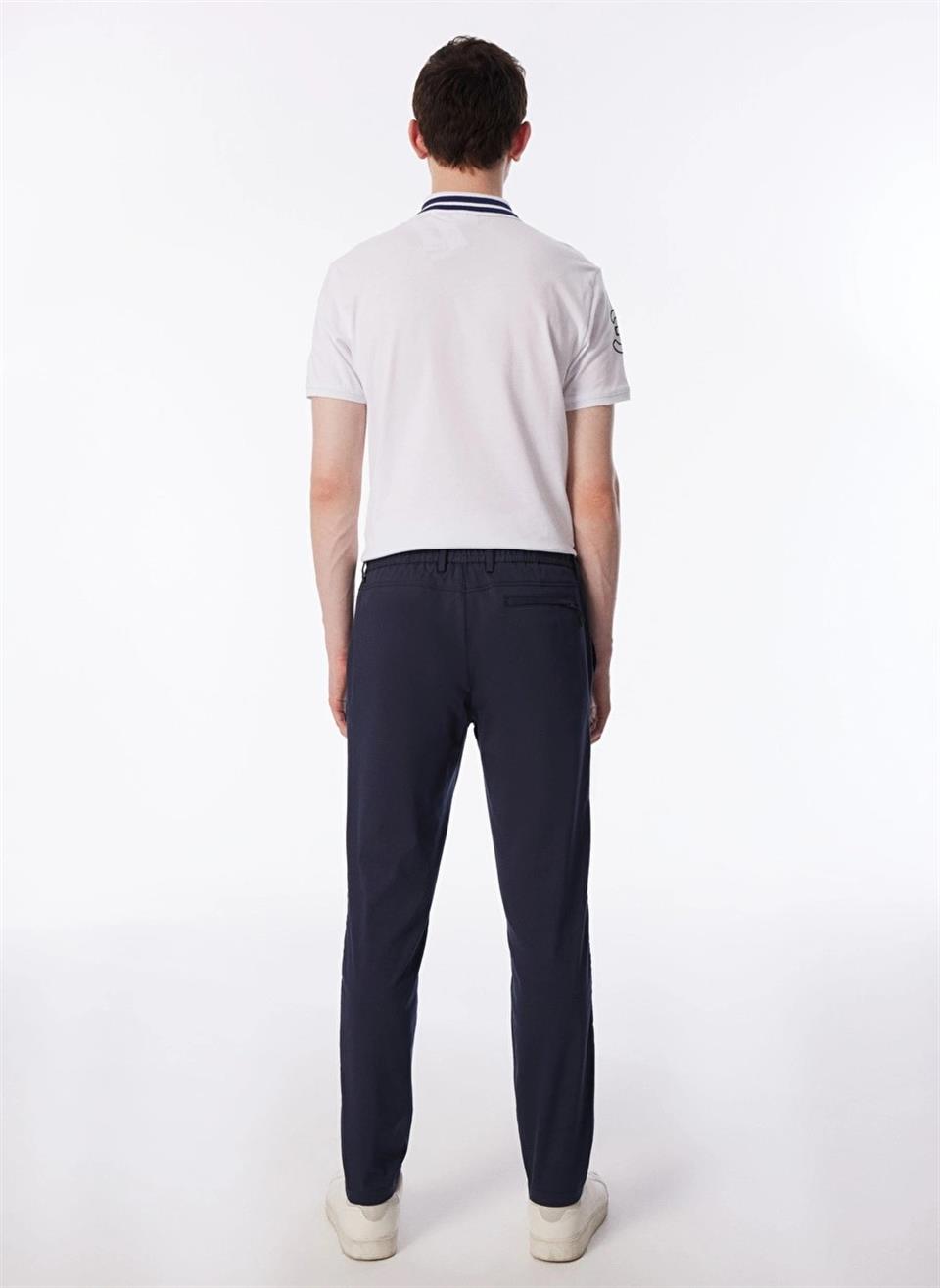 Beli Lastikli Arkası Tek Cep Fermuarlı Slim Fit Erkek Pantolon