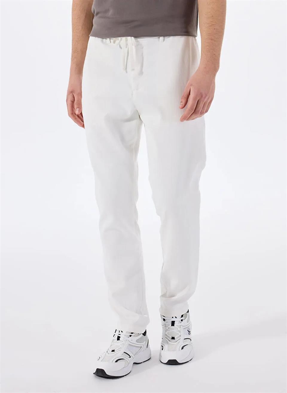 Beli Lastikli Dik Cep Arka Cep Çıtçıt Detaylı Erkek Pantolon