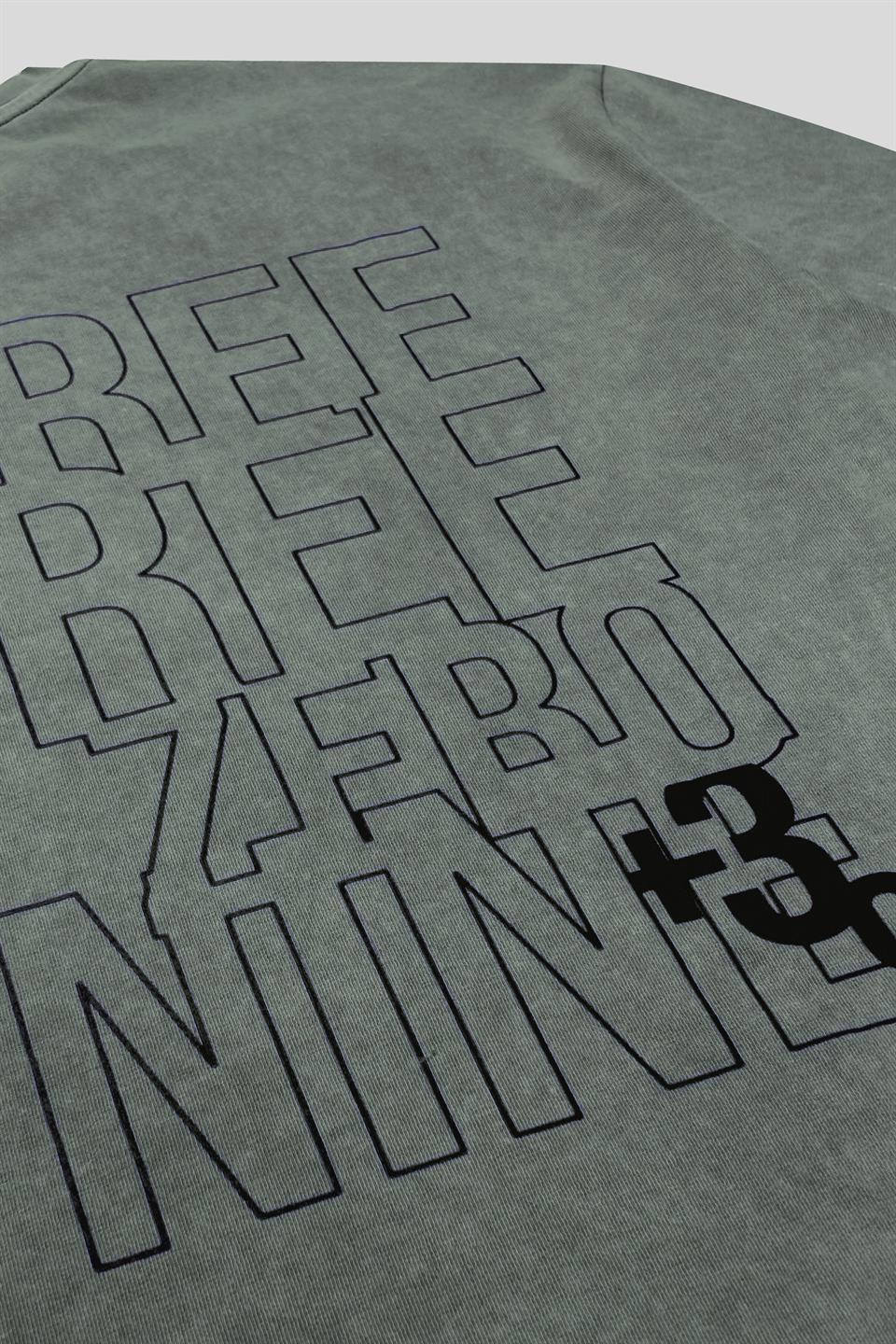 Bisiklet Yaka Arkası Enjeksiyon Baskı %100 Pamuk Oversize Erkek T-shirt