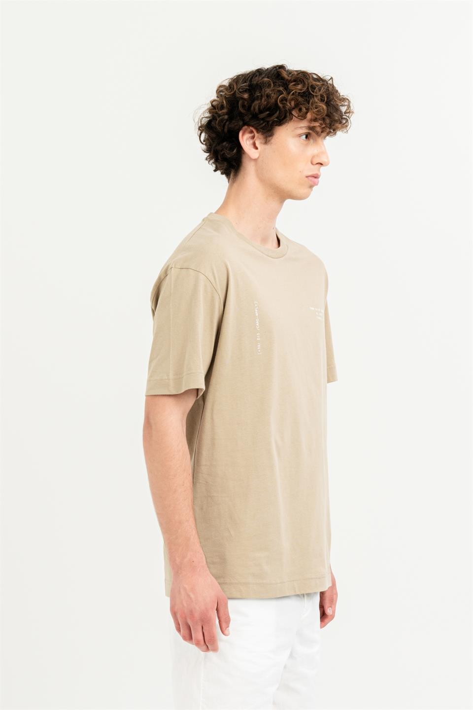 Bisiklet Yaka Baskılı %100 Pamuk Oversize Erkek T-shirt