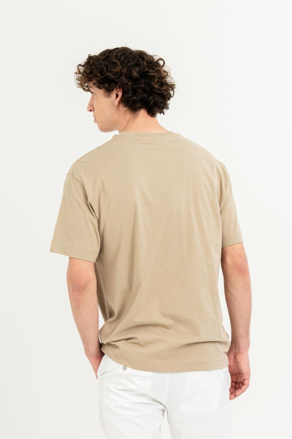 Bisiklet Yaka Baskılı %100 Pamuk Oversize Erkek T-shirt