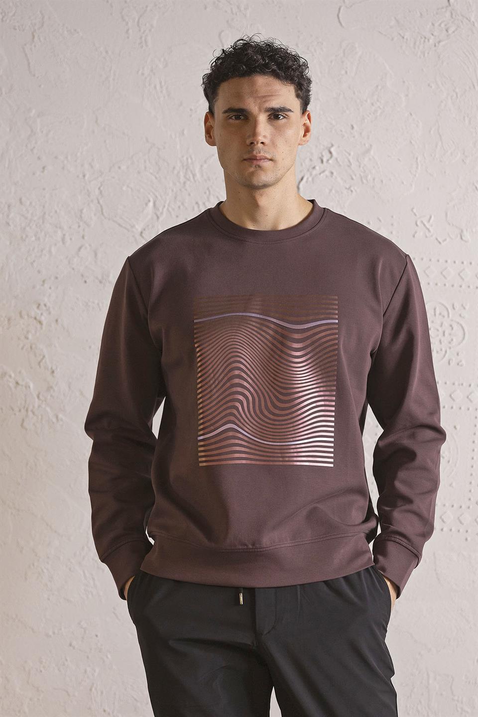 Bisiklet Yaka Baskılı Erkek Sweatshirt