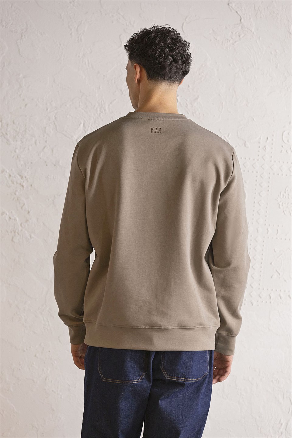 Bisiklet Yaka Baskılı Erkek Sweatshirt