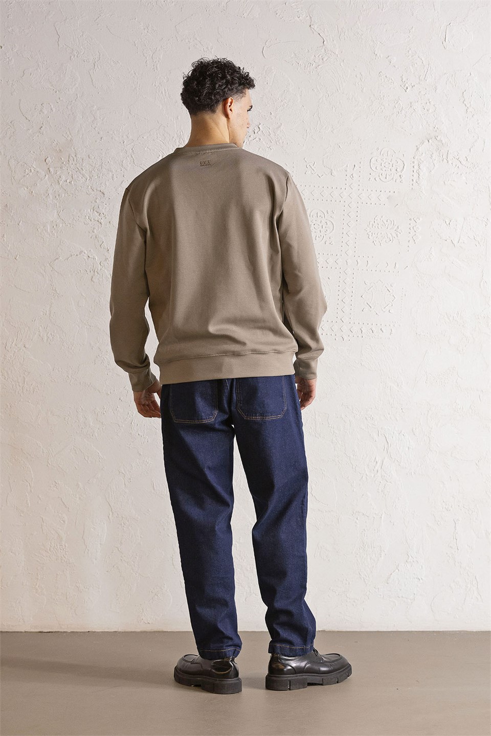 Bisiklet Yaka Baskılı Erkek Sweatshirt
