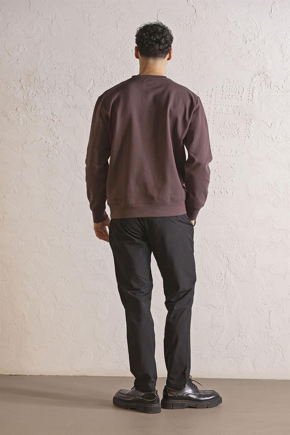 Bisiklet Yaka Baskılı Erkek Sweatshirt