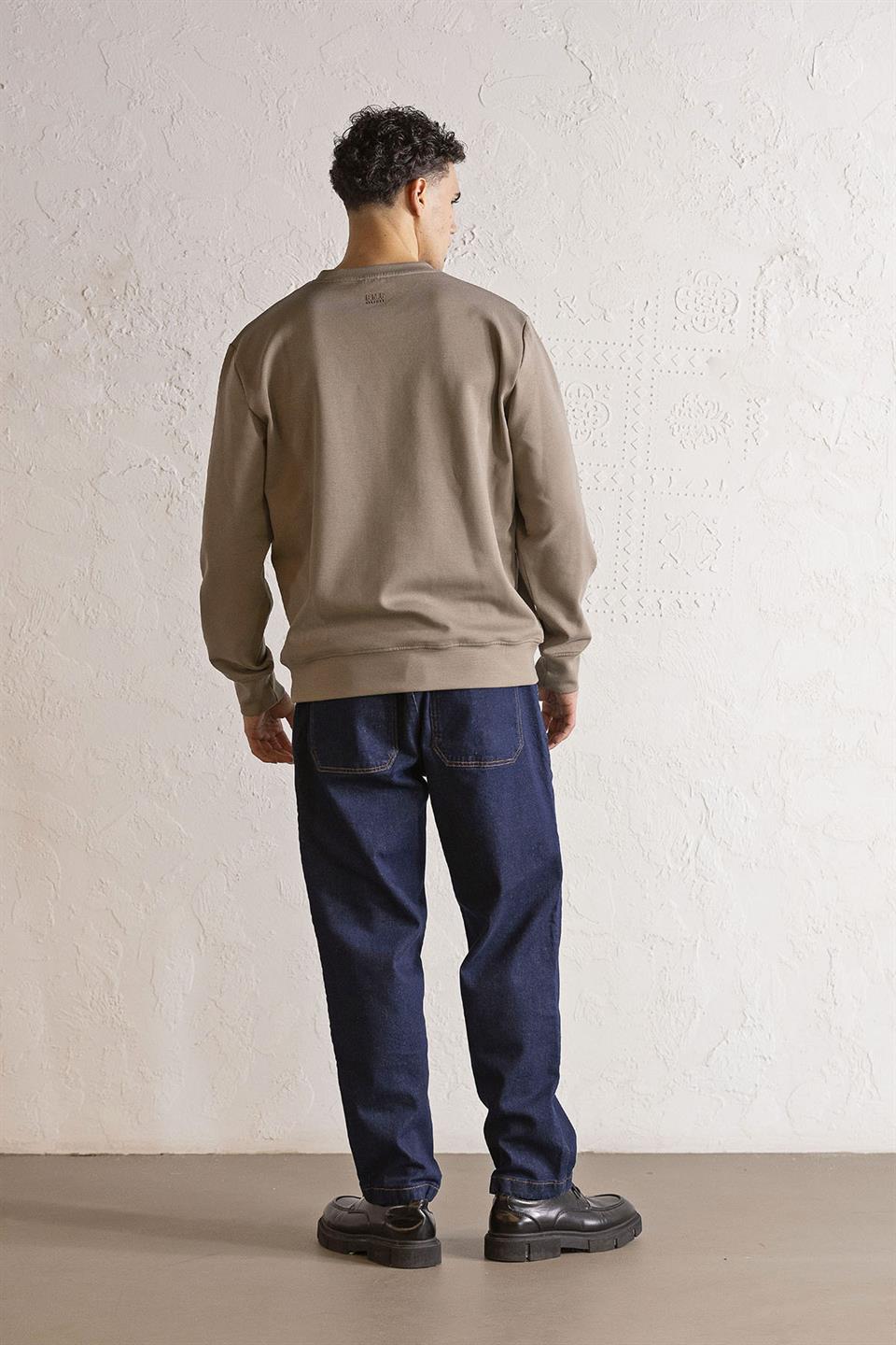 Bisiklet Yaka Baskılı Erkek Sweatshirt