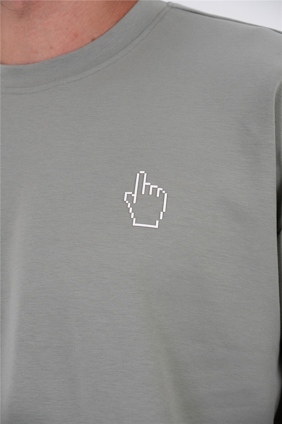 Bisiklet Yaka Baskılı Erkek T-shirt