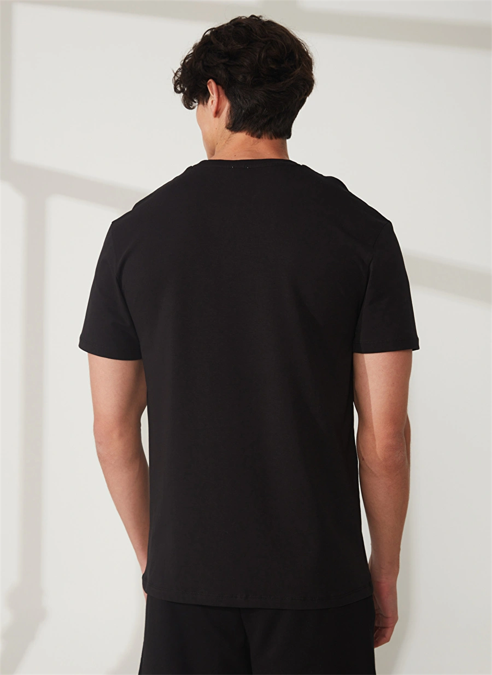 Bisiklet Yaka Baskılı Erkek T-shirt