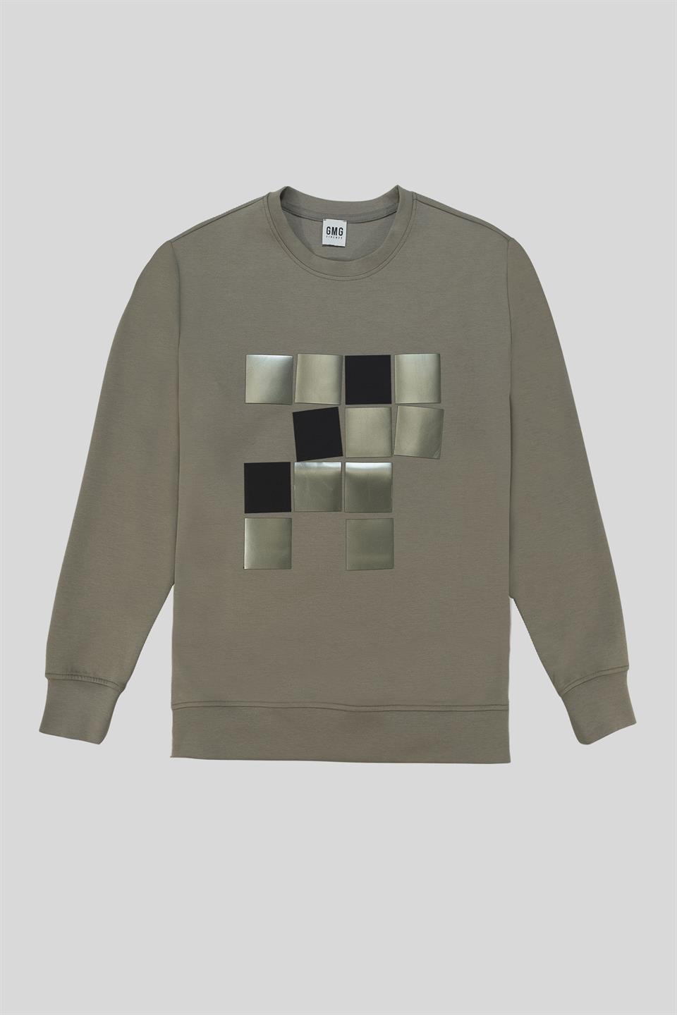 Bisiklet Yaka Baskılı Regular Fit Erkek Sweatshirt