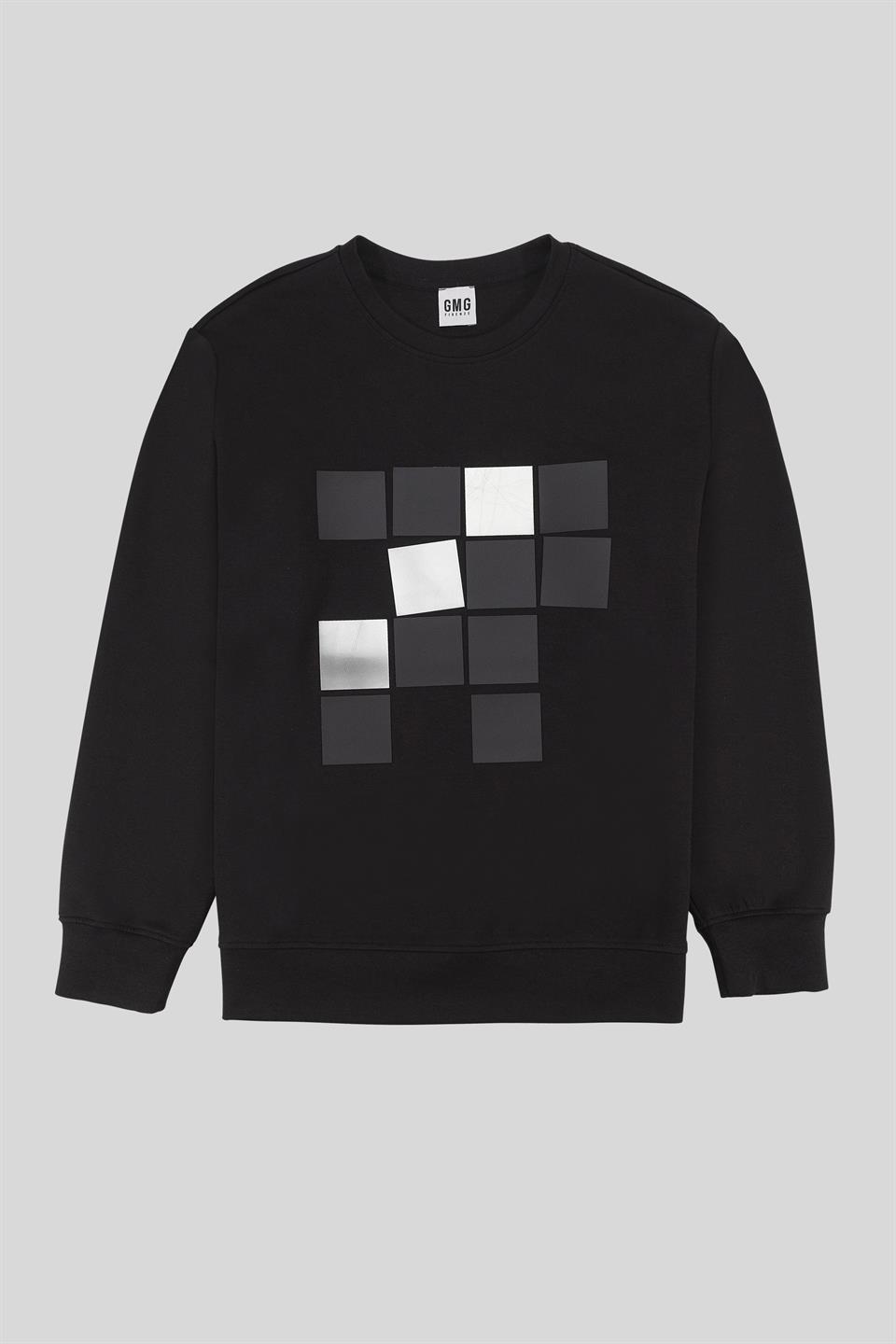 Bisiklet Yaka Baskılı Regular Fit Erkek Sweatshirt