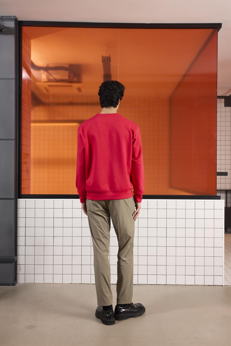 Bisiklet Yaka Baskılı Regular Fit Erkek Sweatshirt