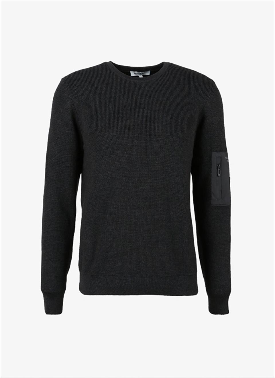 Bisiklet Yaka Cep Detaylı Slim Fit Erkek Kazak