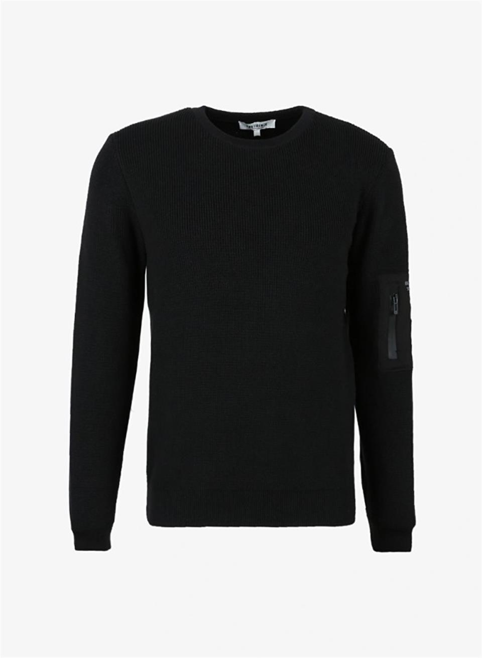 Bisiklet Yaka Cep Detaylı Slim Fit Erkek Kazak