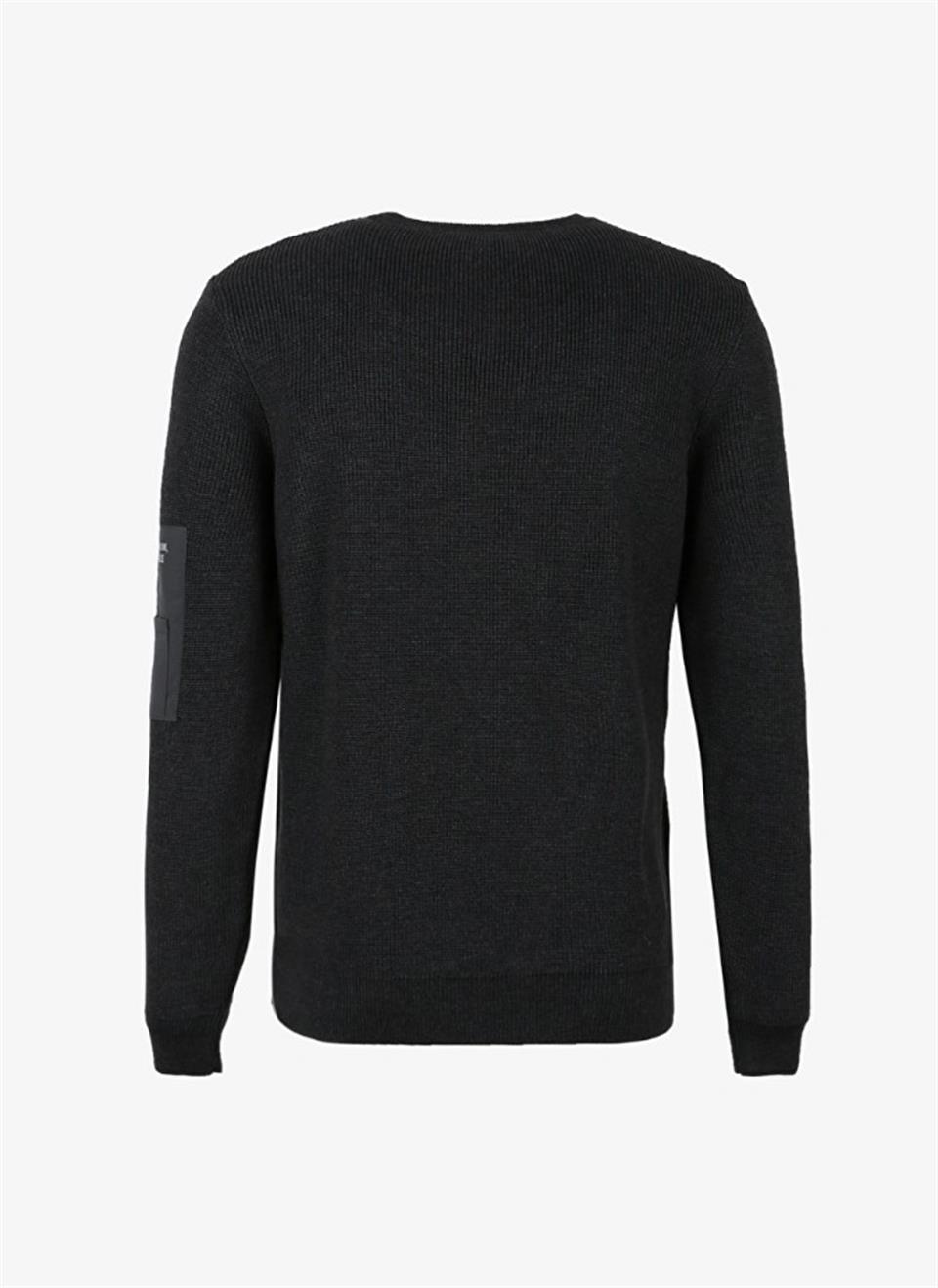 Bisiklet Yaka Cep Detaylı Slim Fit Erkek Kazak