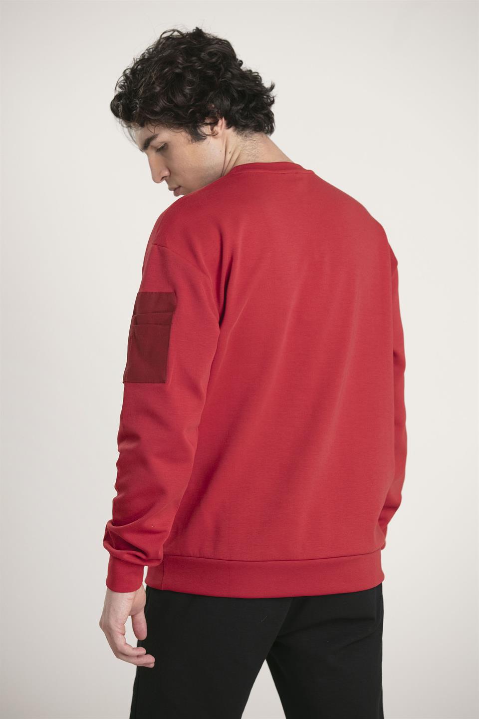 Bisiklet Yaka Cep Tasarımlı Erkek Sweatshirt