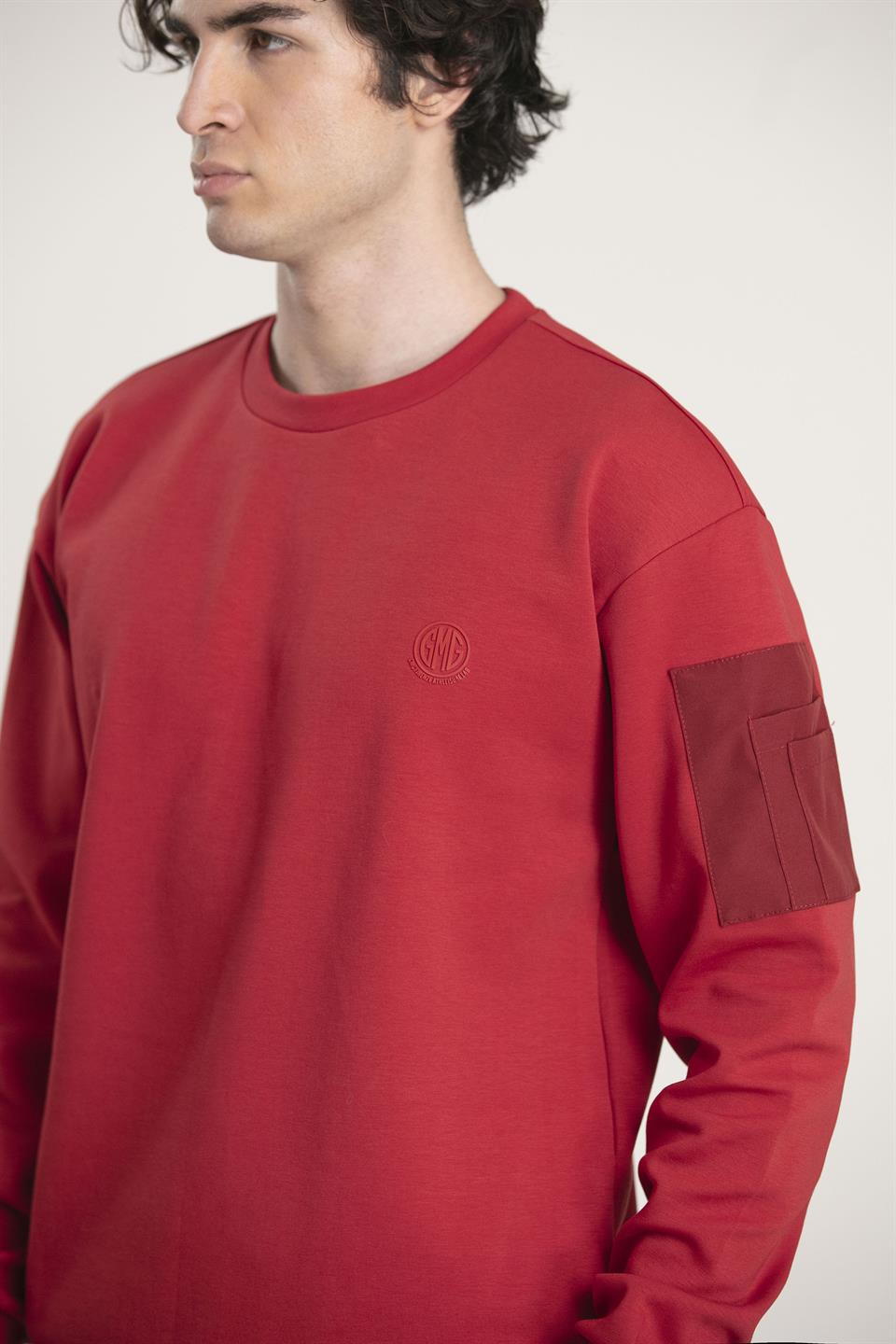 Bisiklet Yaka Cep Tasarımlı Erkek Sweatshirt